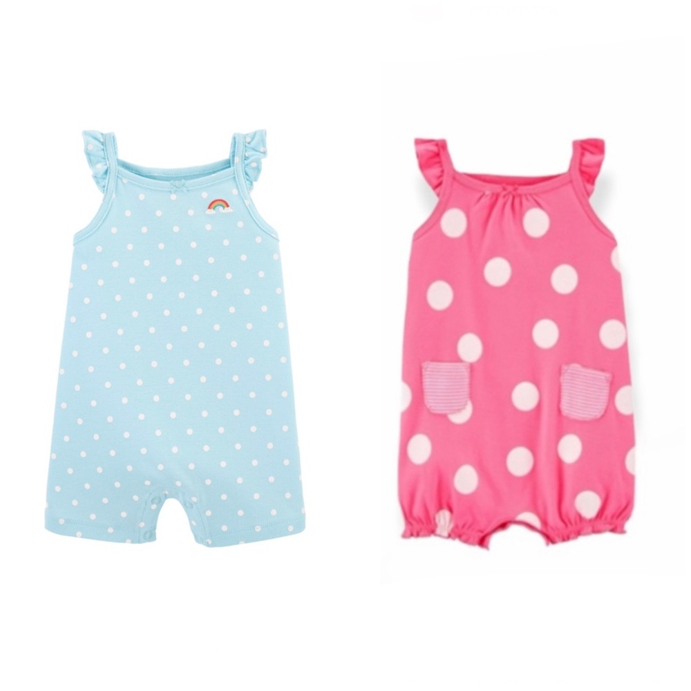 2 NWT Carter’s Bubble Rompers Size 12M 12 Month Baby One Piece Summer New